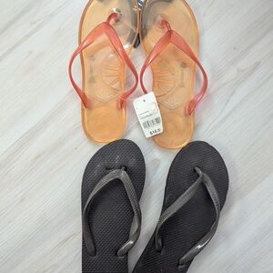 Stylish Orange and Black Flip Flops